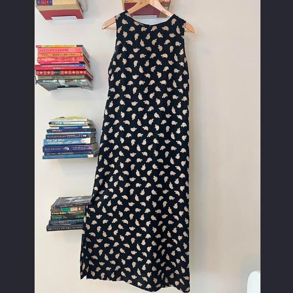 Vintage Silk Turtle Print Dress with Matching Scarf Size Small